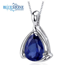 Silver Pendant with Sapphire- 16" Chain