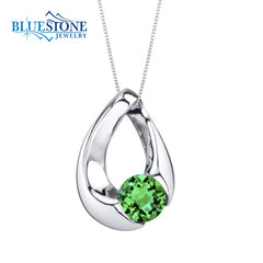 Silver Pendant with Emerald- 18" Chain