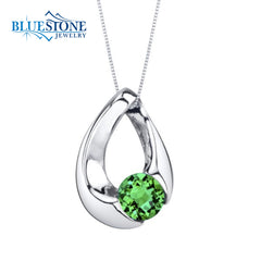 Silver Pendant with Emerald- 18" Chain