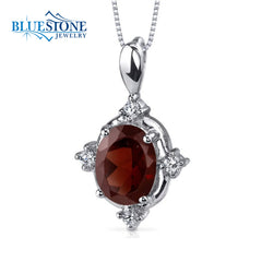 Sterling Silver Rhodium Plated Pendant with One 9mm x 7mm 2.25 Carat O