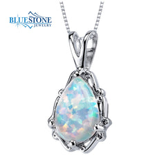 Sterling Silver Pendant with Created Fire & Ice Opal - 18"