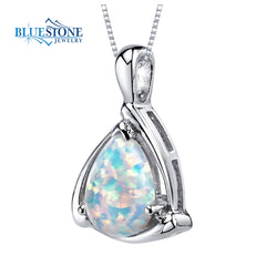 Sterling Silver Rhodium Plated Pendant with One 10mm x 7mm 1.50 Carat