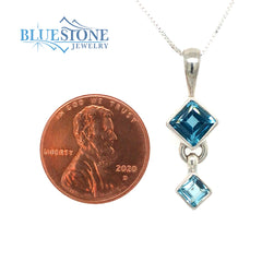 Sterling Silver Rhodium Plated Topaz Pendant with Chain