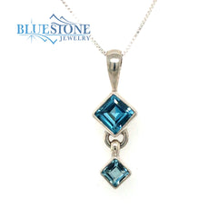 Sterling Silver Rhodium Plated Topaz Pendant with Chain