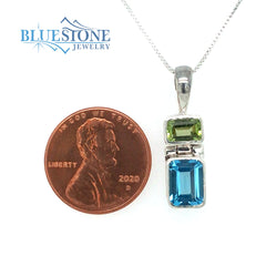 Sterling Silver Pendant with Topaz and Peridot with Chain