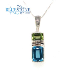 Sterling Silver Pendant with Topaz and Peridot with Chain
