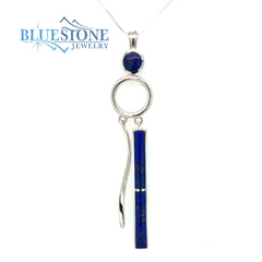 Sterling Silver Rhodium Plated Reversible Pendant with Three Natural T