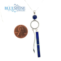 Sterling Silver Rhodium Plated Reversible Pendant with Three Natural T