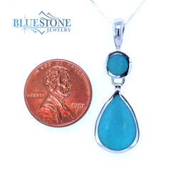 Sterling Silver Pendant w/ Turquoise - 18" Chain
