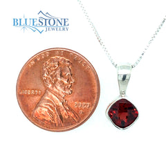 Sterling Silver Rhodium Plated Pendant with One 6mm Square Cushion Cut