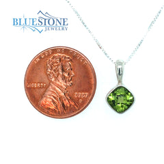 Silver Pendant with Peridot- 18 Inches