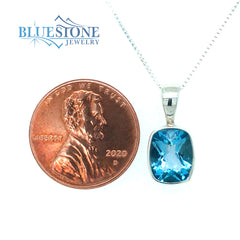 Sterling Silver Blue Topaz Necklace - 18"