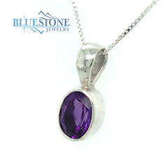 Sterling Silver Pendant w/ Amethyst- 18" Chain