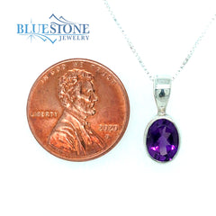 Sterling Silver Pendant w/ Amethyst- 18" Chain
