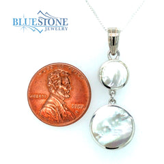 Sterling Silver Rhodium Plated Reversible Pendant with Black and White