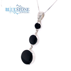 Sterling Silver Reversible Pendant w/ Black & White Mother of Pearl -18"