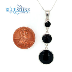 Sterling Silver Reversible Pendant w/ Black & White Mother of Pearl -18"