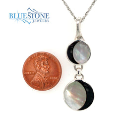 Silver Black and White Mother of Pearl Necklace -18"