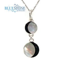 Silver Black and White Mother of Pearl Necklace -18"