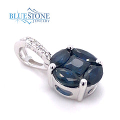 14 Karat White Gold Pendant with One Princess Cut and 4 Marquise Cut S