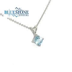 14 Karat White Gold Pendant with One 6mm Square Cushion Cut 0.75 Carat