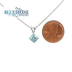 14 Karat White Gold Pendant with One 6mm Square Cushion Cut 0.75 Carat