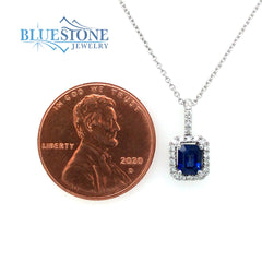 18 Karat White Gold Pendant with One 5mm x 4mm Rectangular Cut Natural