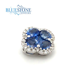 18 Karat White Gold Pendant with 5 Various Shaped Cornflower Blue Tone
