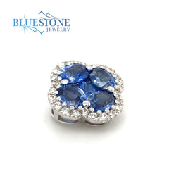 18 Karat White Gold Pendant with 5 Various Shaped Cornflower Blue Tone