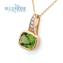 14 Karat Yellow Gold Pendant with One 9mm x 7mm Rectangular Cushion Cu