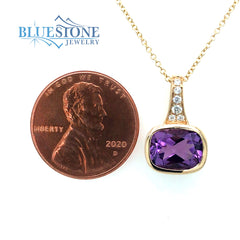 14 Karat Yellow Gold Pendant with One 9mm x 7mm Rectangular Cushion Cu