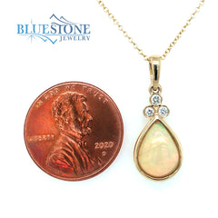 14 Karat Yellow Gold Pendant with One 11mm x 8mm Pear Cut Cabochon Nat