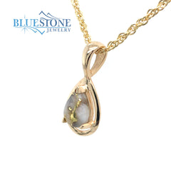 14 Karat Yellow Gold Pendant with Pear Cut Gold Quartz