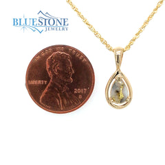 14 Karat Yellow Gold Pendant with Pear Cut Gold Quartz