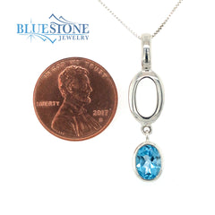 Sterling Silver Pendant w/ Blue Topaz- 18" Chain