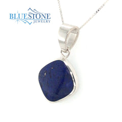 Sterling Silver Reversible Pendant with Lapis Turquoise -18"
