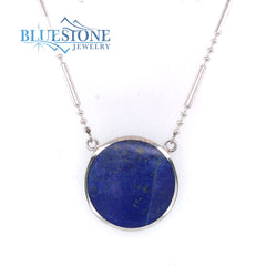 Silver Lapis and Turquoise Reversable Necklace- 18 Inches