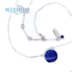 Silver Lapis and Turquoise Reversable Necklace- 18 Inches