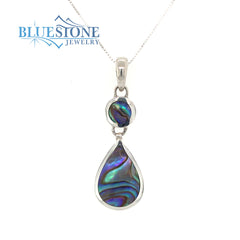 Sterling Silver Rhodium Plated Pendant Featuring One Round and One Tea