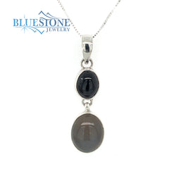 Sterling Silver Pendant with Grey Moonstones