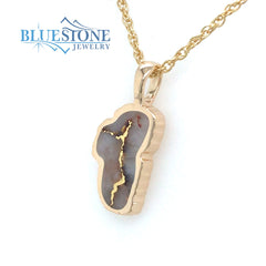 Medium 14 Karat Yellow Gold Lake Tahoe Pendant w/ Gold Quartz