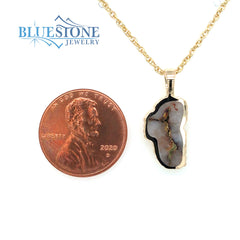 Medium 14 Karat Yellow Gold Lake Tahoe Pendant w/ Gold Quartz