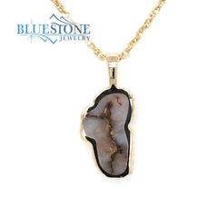 Medium 14 Karat Yellow Gold Lake Tahoe Pendant w/ Gold Quartz