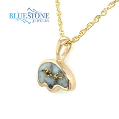 Small 14kt Yellow Gold Pendant with a Bear Shaped Gold Quartz