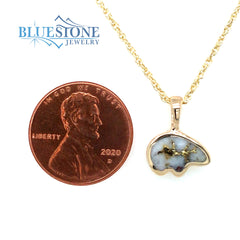 Small 14kt Yellow Gold Pendant with a Bear Shaped Gold Quartz