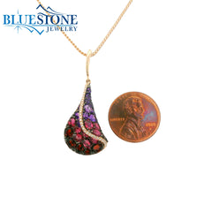 14 Karat Rose Gold Pendant with 25 Amethyst at 1.50 Carats Total Weigh