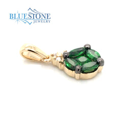 14 Karat Yellow Gold Pendant with Tsavorite Garnets and Diamonds