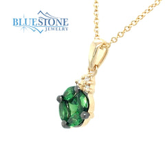 14 Karat Yellow Gold Pendant with Tsavorite Garnets and Diamonds
