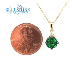 14 Karat Yellow Gold Pendant with Tsavorite Garnets and Diamonds