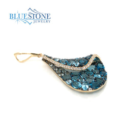 14 Karat Yellow Gold Pendant with Topaz and Diamonds